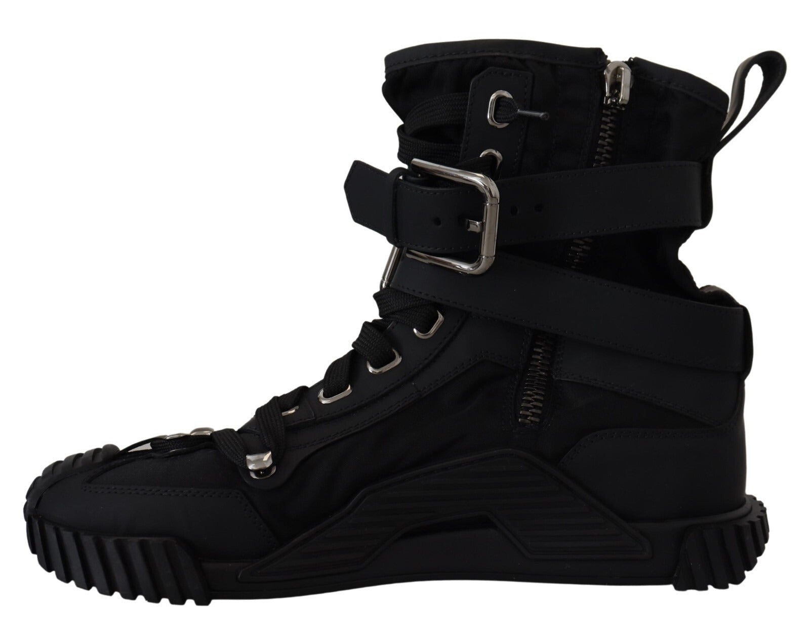Chaussures sneakers montantes en nylon noir Dolce & Gabbana Sorrento, style décontracté et moderne pour homme.
