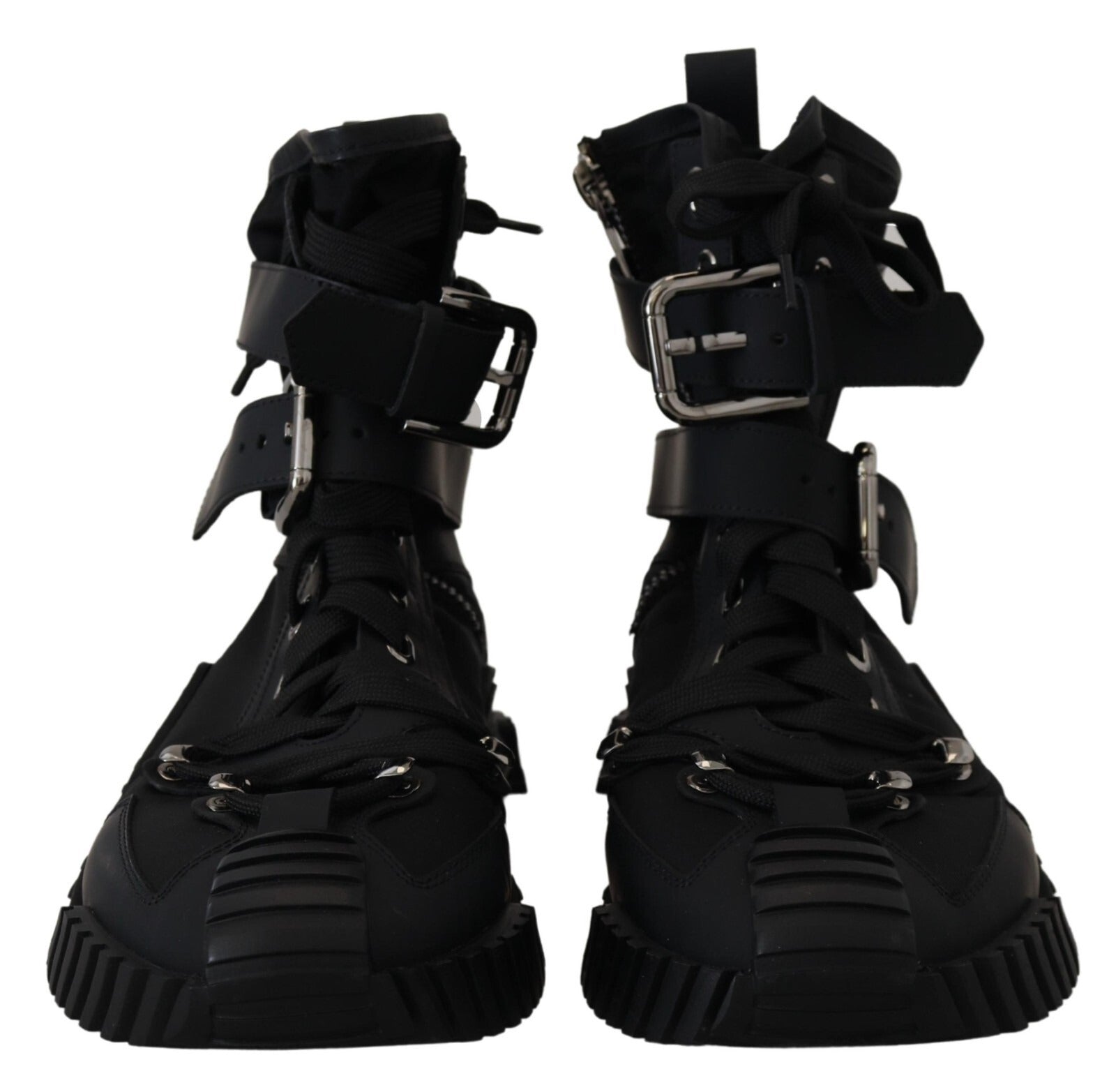 Chaussures montantes en nylon noir Dolce & Gabbana Sorrento Sneakers, baskets élégantes pour homme.