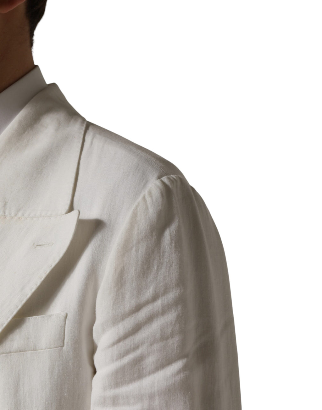 Manteau trench pour homme blanc Dolce & Gabbana à double boutonnage, veste élégante en tissu léger.