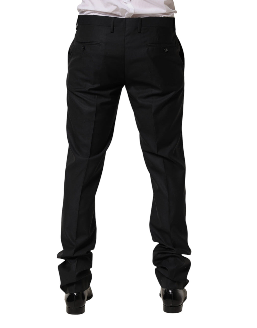 Pantalon noir en laine Dolce & Gabbana, coupe skinny et élégant, pantalon de costume formel pour femme.