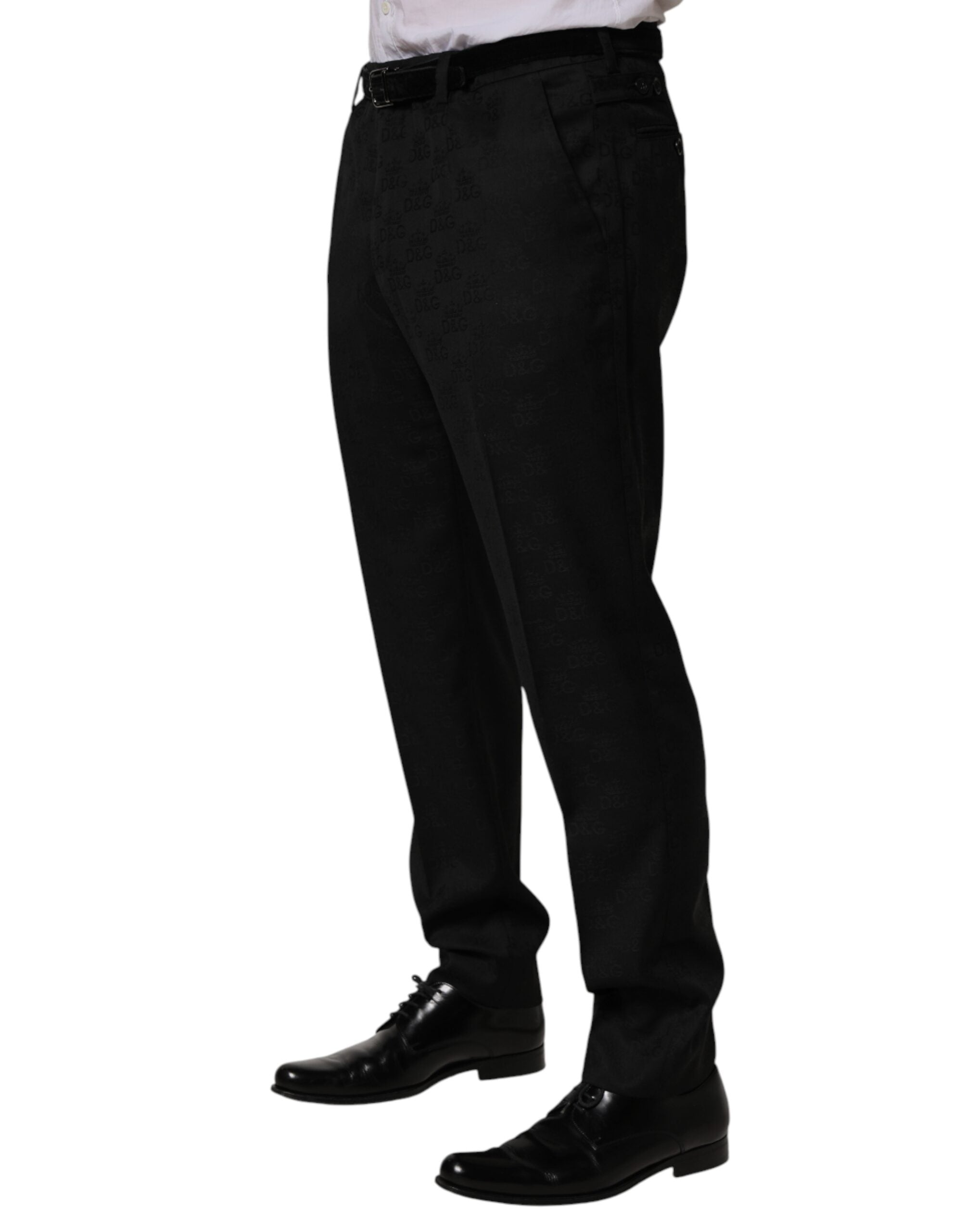 Pantalon formel skinny en laine noire de Dolce & Gabbana, pantalon élégant pour occasions spéciales.