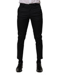Pantalon skinny en coton bleu foncé de Dolce & Gabbana, style élégant et ajusté, vue de face.