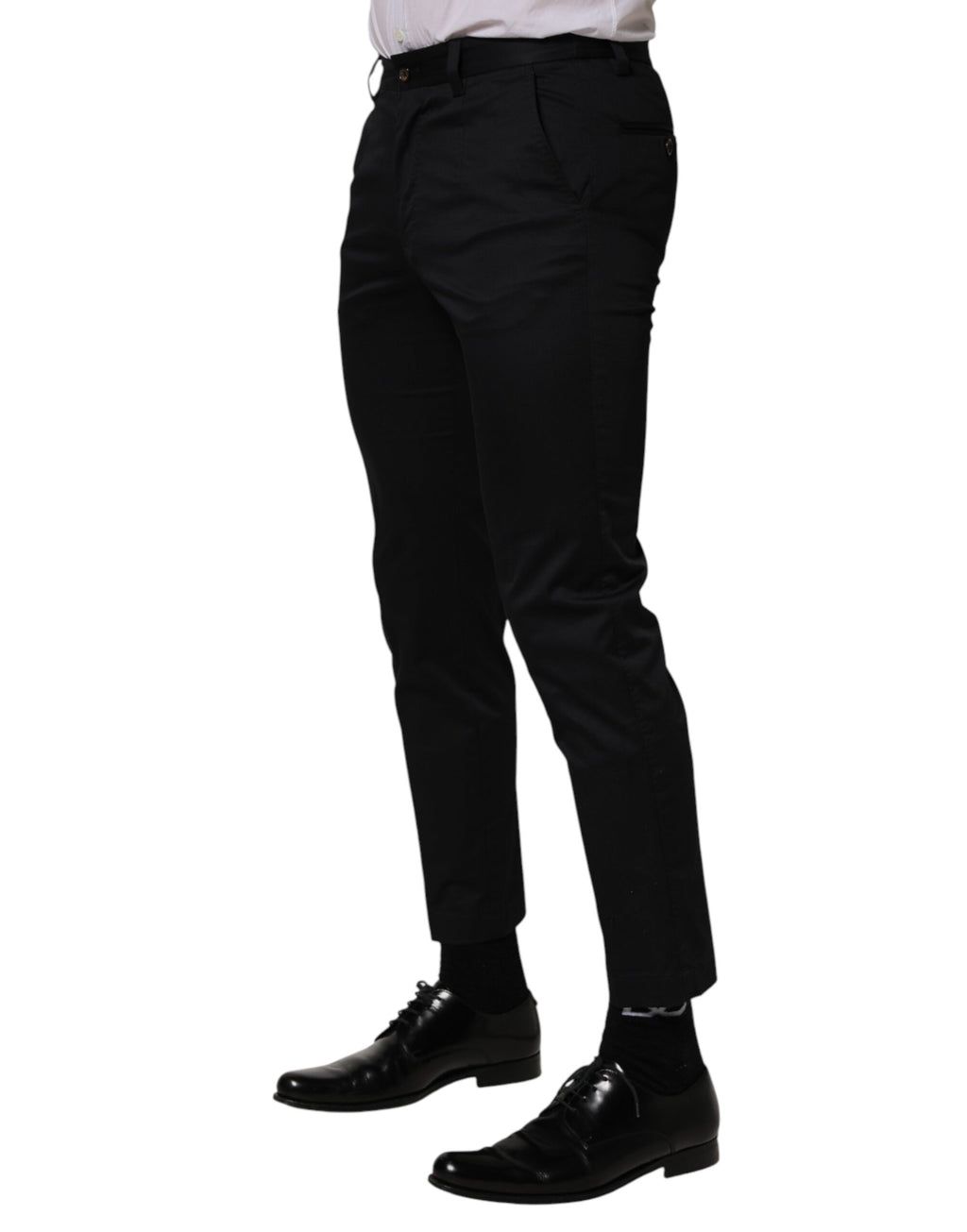Pantalon skinny en coton bleu foncé de Dolce & Gabbana, pantalon élégant pour femme, avec coupe ajustée et détails raffinés.