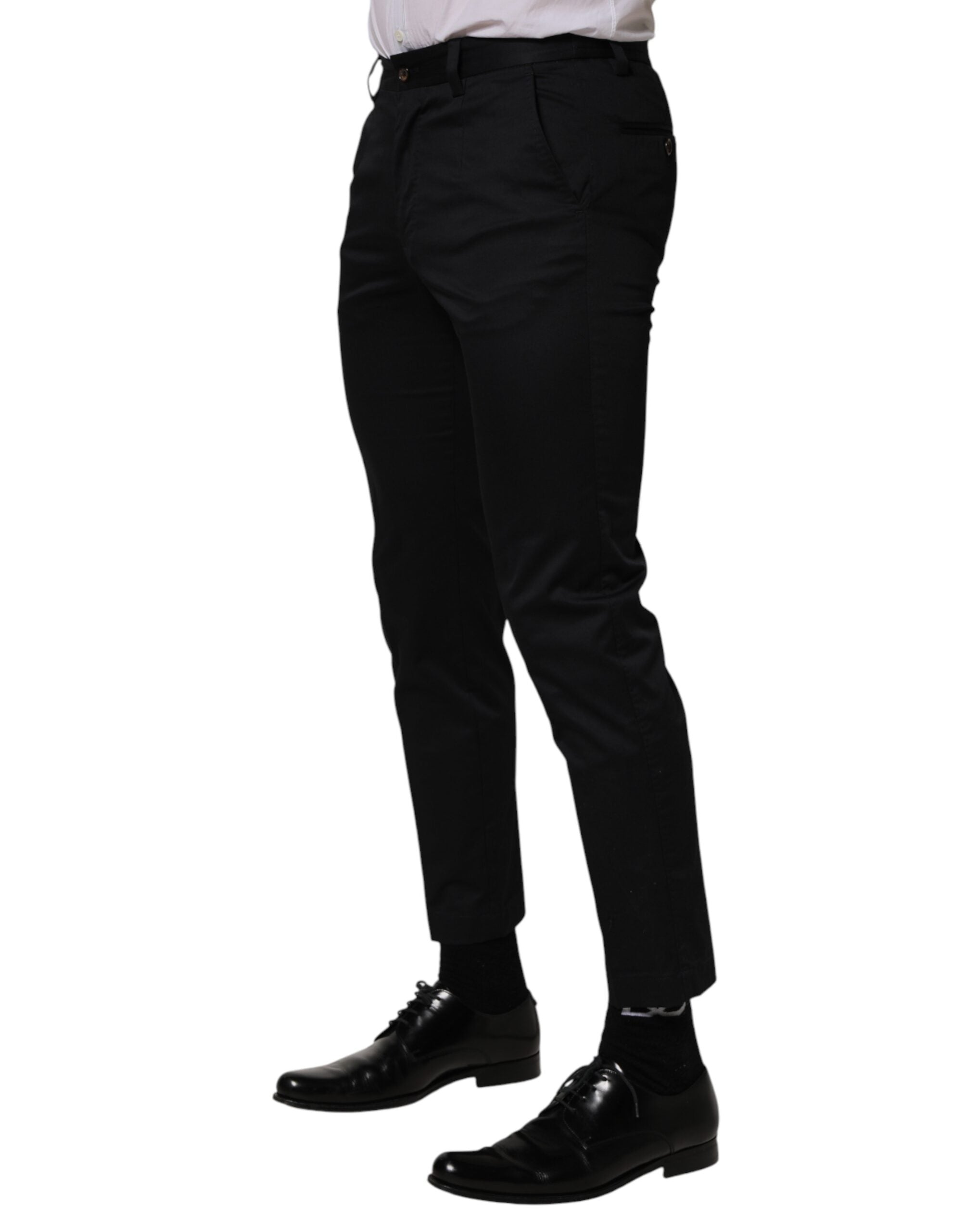 Pantalon skinny en coton bleu foncé de Dolce & Gabbana, pantalon élégant pour femme, avec coupe ajustée et détails raffinés.