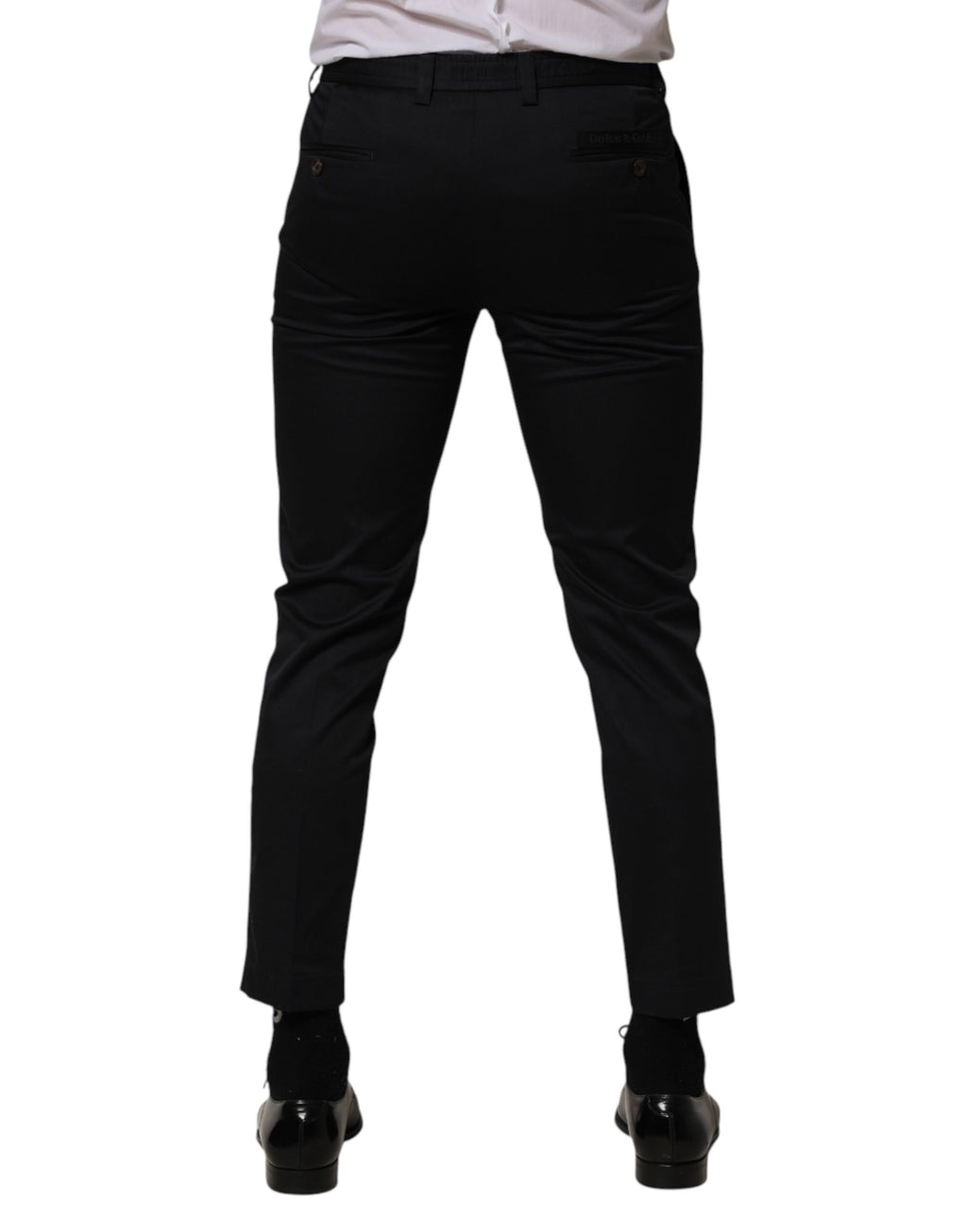 Pantalon skinny en coton bleu foncé de Dolce & Gabbana, pantalon élégant pour femme, coupe ajustée et moderne.