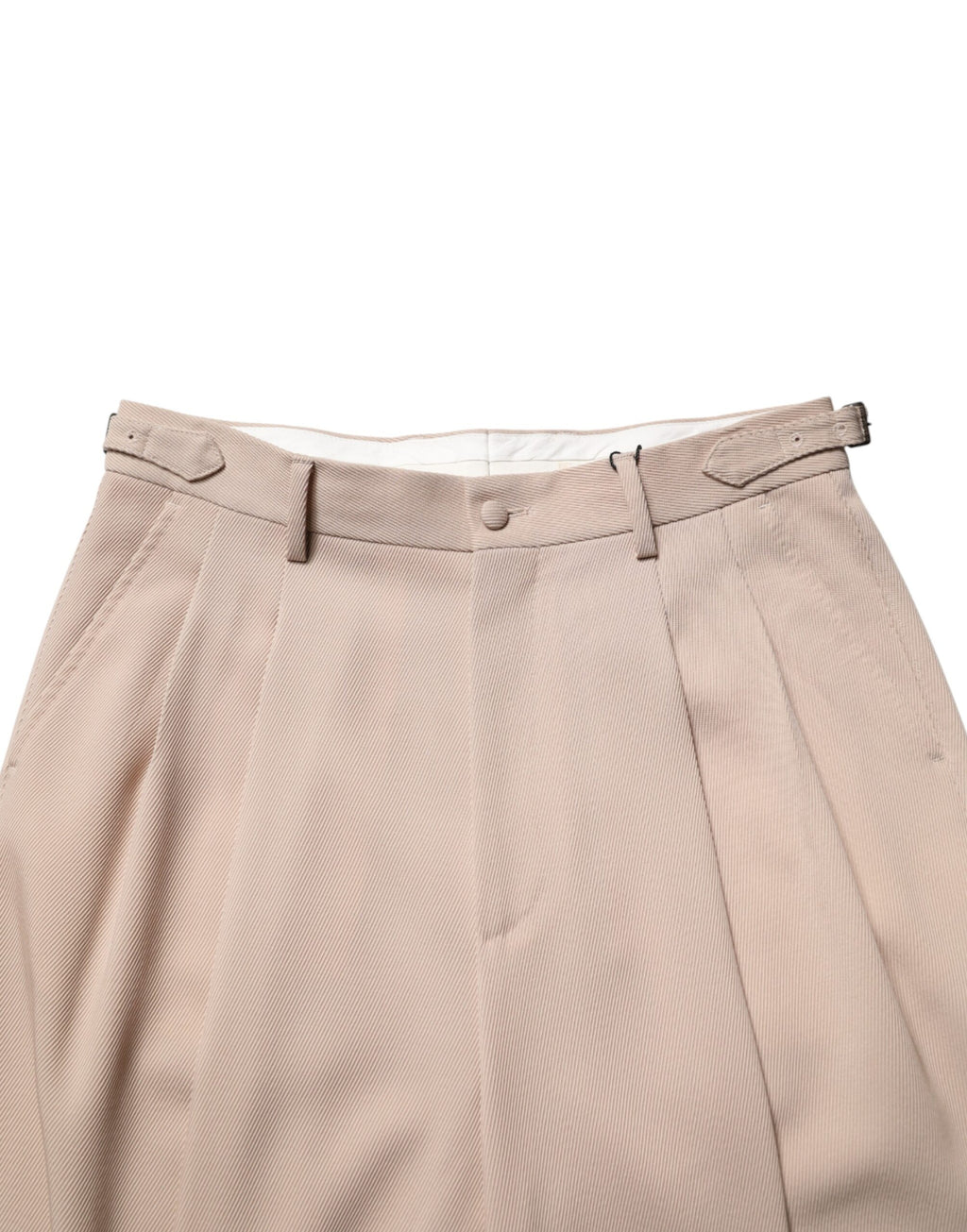Pantalon homme Dolce & Gabbana beige en tissu extensible, coupe droite et élégante, parfait pour une tenue habillée.