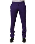 Pantalon homme Dolce & Gabbana en laine violet, coupe skinny, pantalon élégant pour homme.