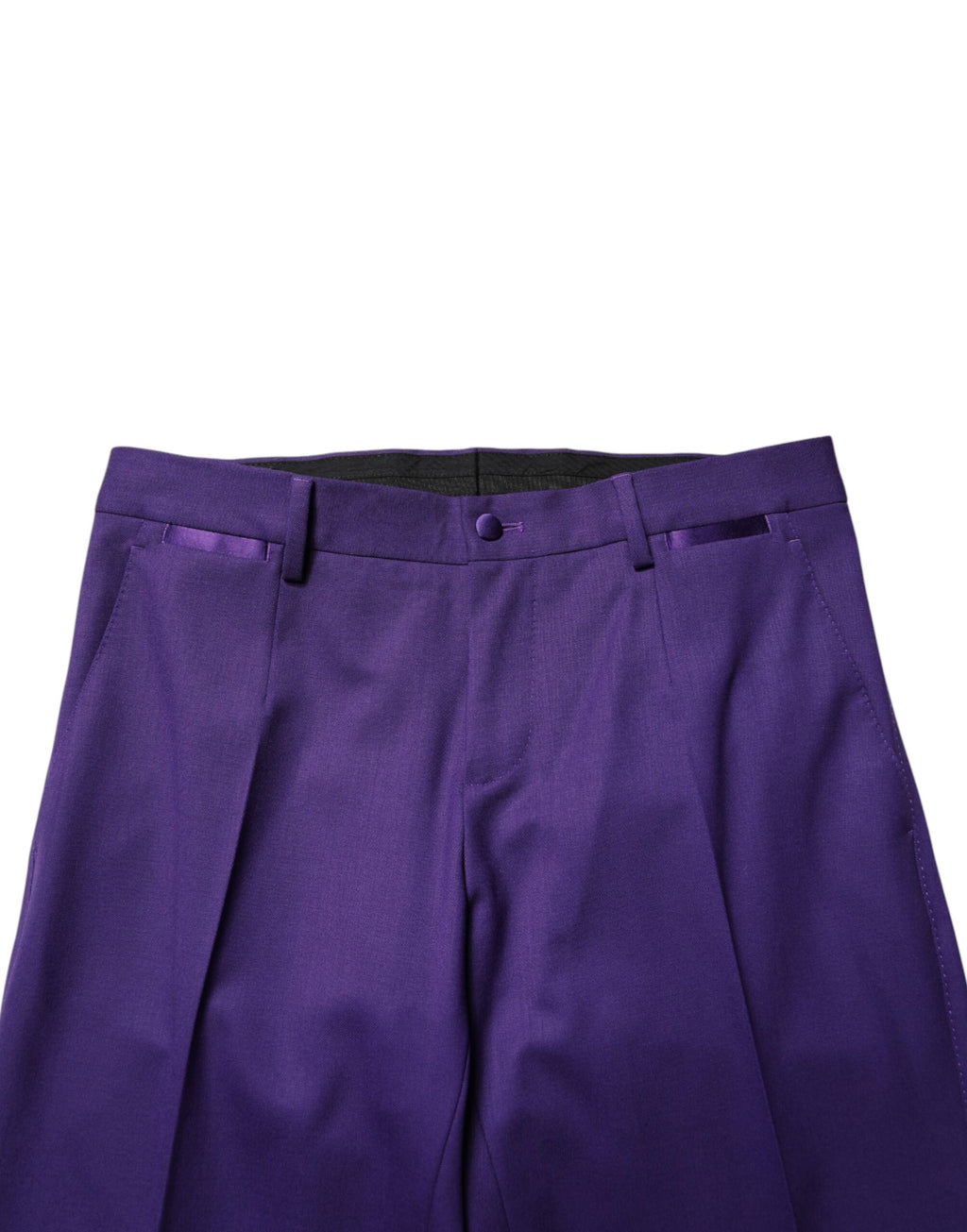 Pantalon homme en laine violette Dolce & Gabbana, coupe skinny, style élégant et ajusté.