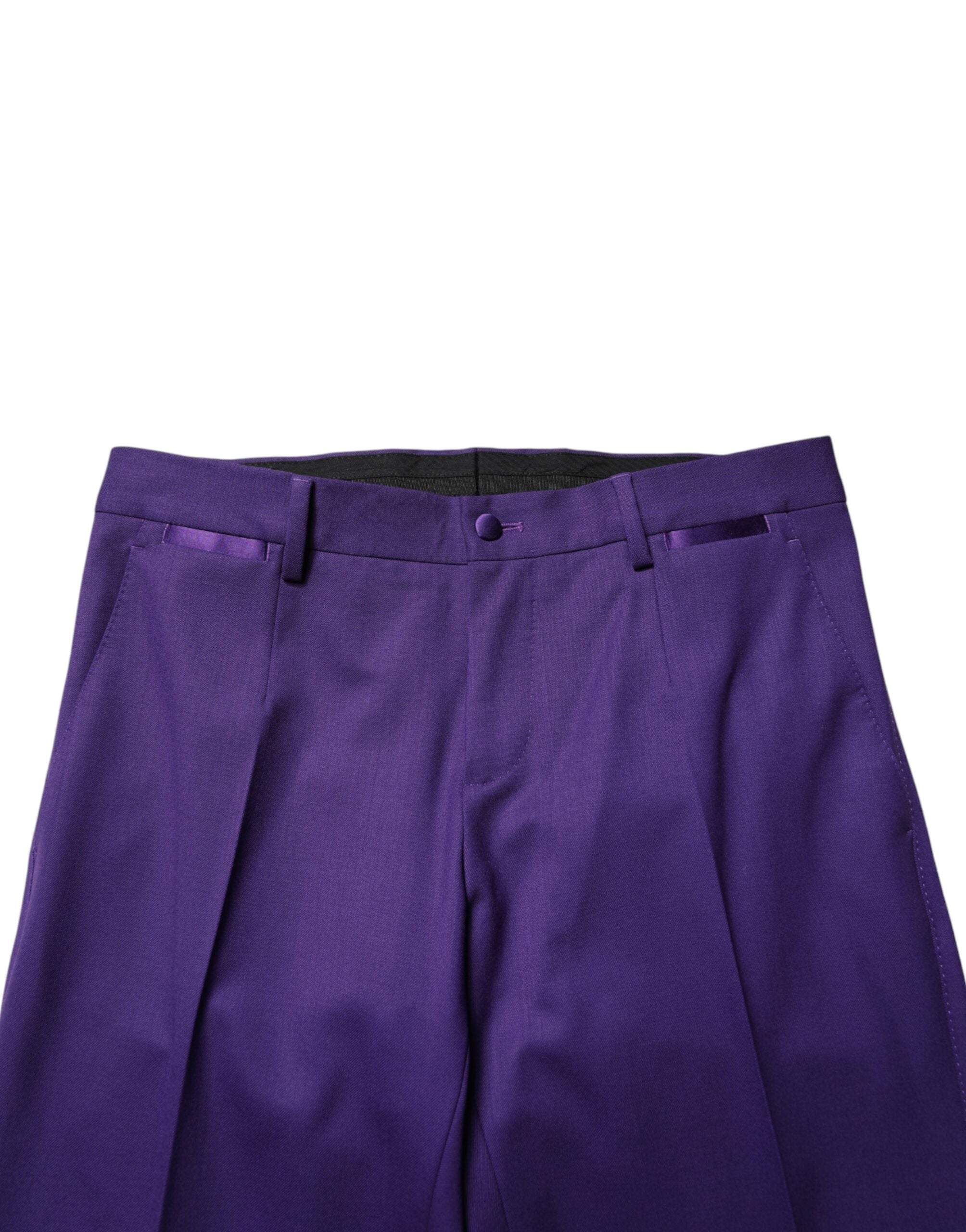 Pantalon homme en laine violette Dolce & Gabbana, coupe skinny, style élégant et ajusté.