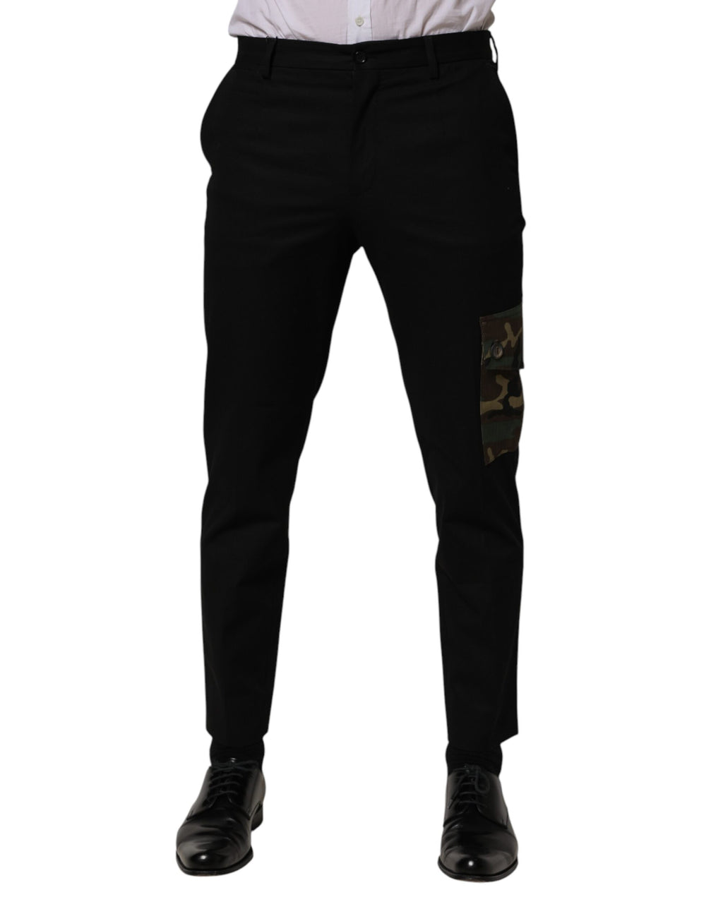 Pantalon cargo skinny noir en coton de Dolce & Gabbana, style décontracté avec poches et coupe ajustée.