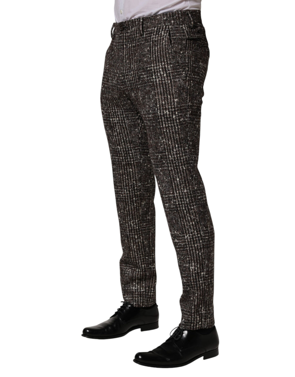 Pantalon skinny en laine à carreaux marron de Dolce & Gabbana, style élégant et ajusté, pour femme.