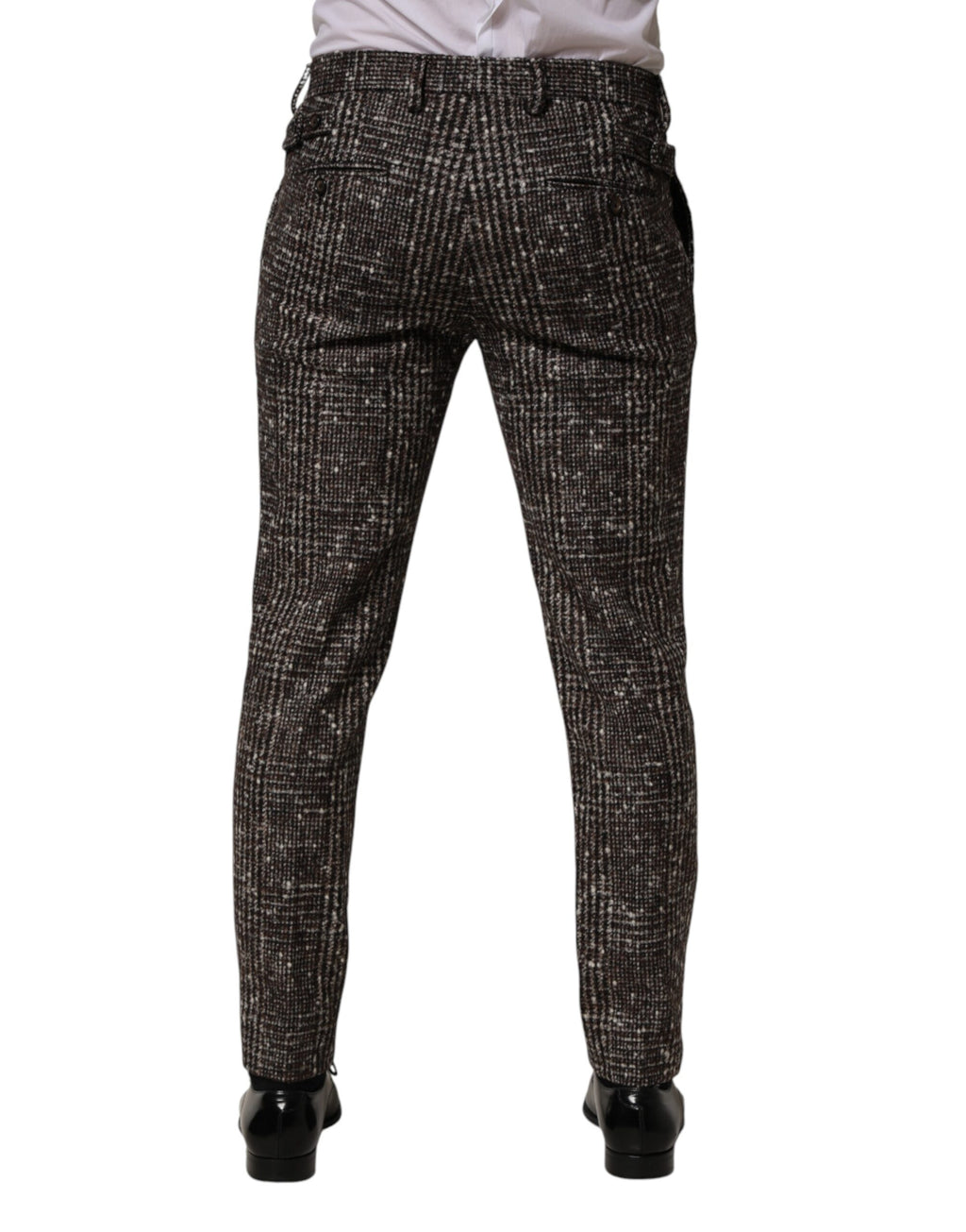 Pantalon skinny en laine à carreaux marron de Dolce & Gabbana, style chic et ajusté, pour femme.