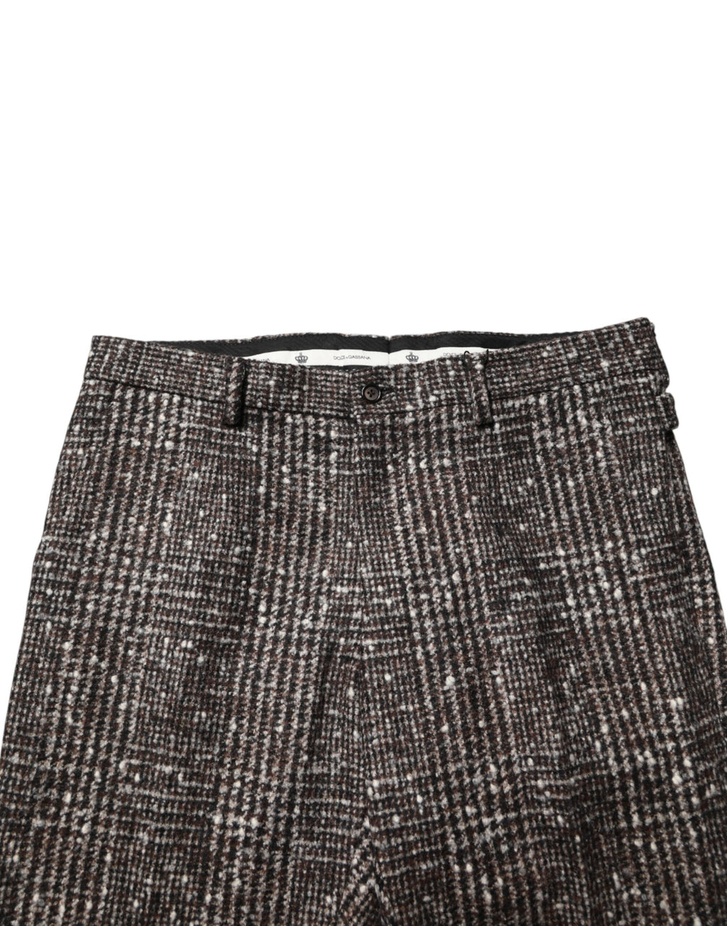 Pantalon skinny en laine à carreaux marron de Dolce & Gabbana, pantalon élégant pour femme.