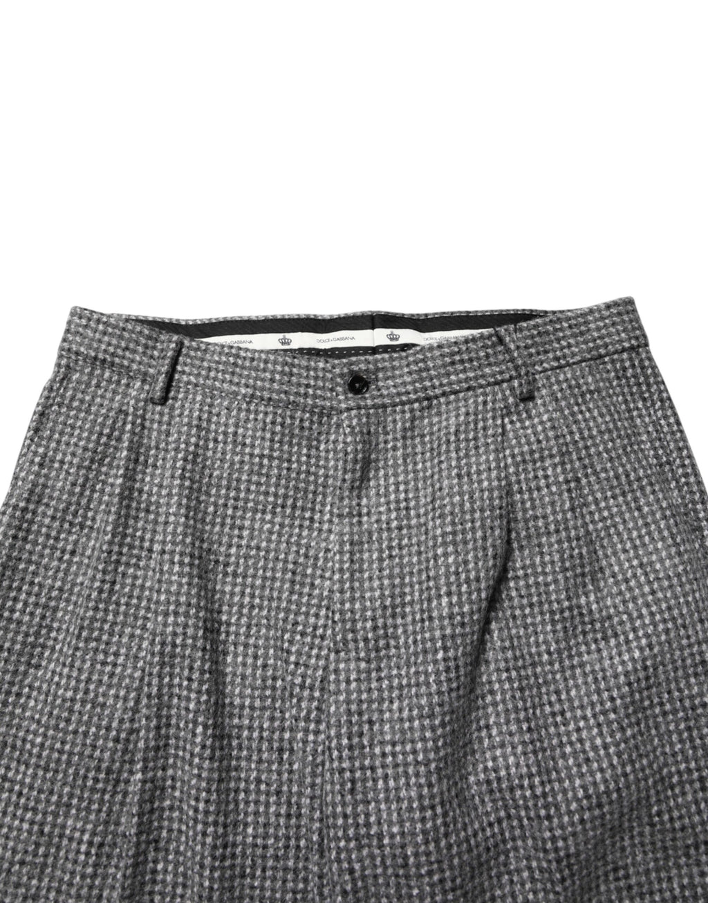 Pantalon droit Dolce & Gabbana en motif pied-de-poule gris, style élégant et classique pour femme.