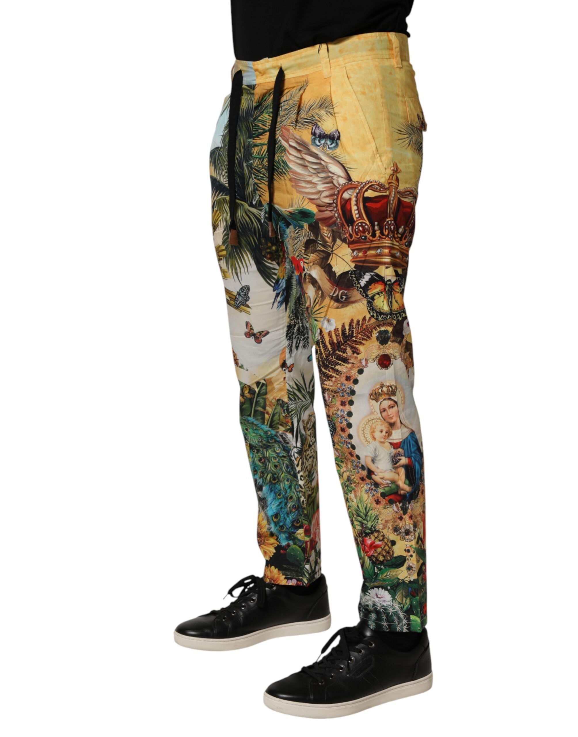 Pantalons Dolce & Gabbana multicolores à motif tropical et roi pour lounge, confortables et élégants, à porter en détente.