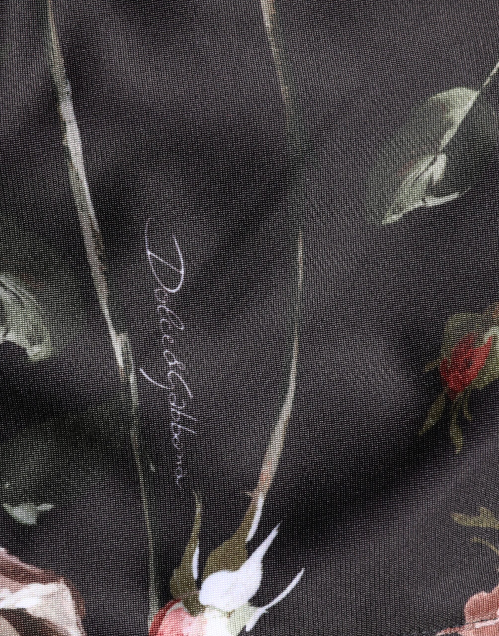 Pantalon chino noir Dolce & Gabbana à motifs floraux, coupe droite, pantalon élégant pour femme.