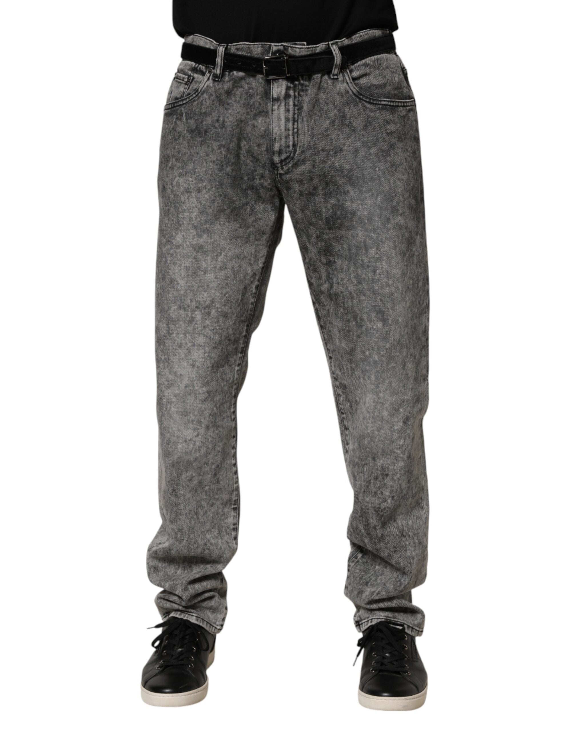 Pantalon en jean droit en coton gris de Dolce & Gabbana, style classique et coupe élégante visible sur l'image.