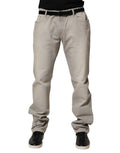 Pantalon droit en denim en coton gris clair de Dolce & Gabbana, style élégant et moderne, visible avec une coupe ajustée.
