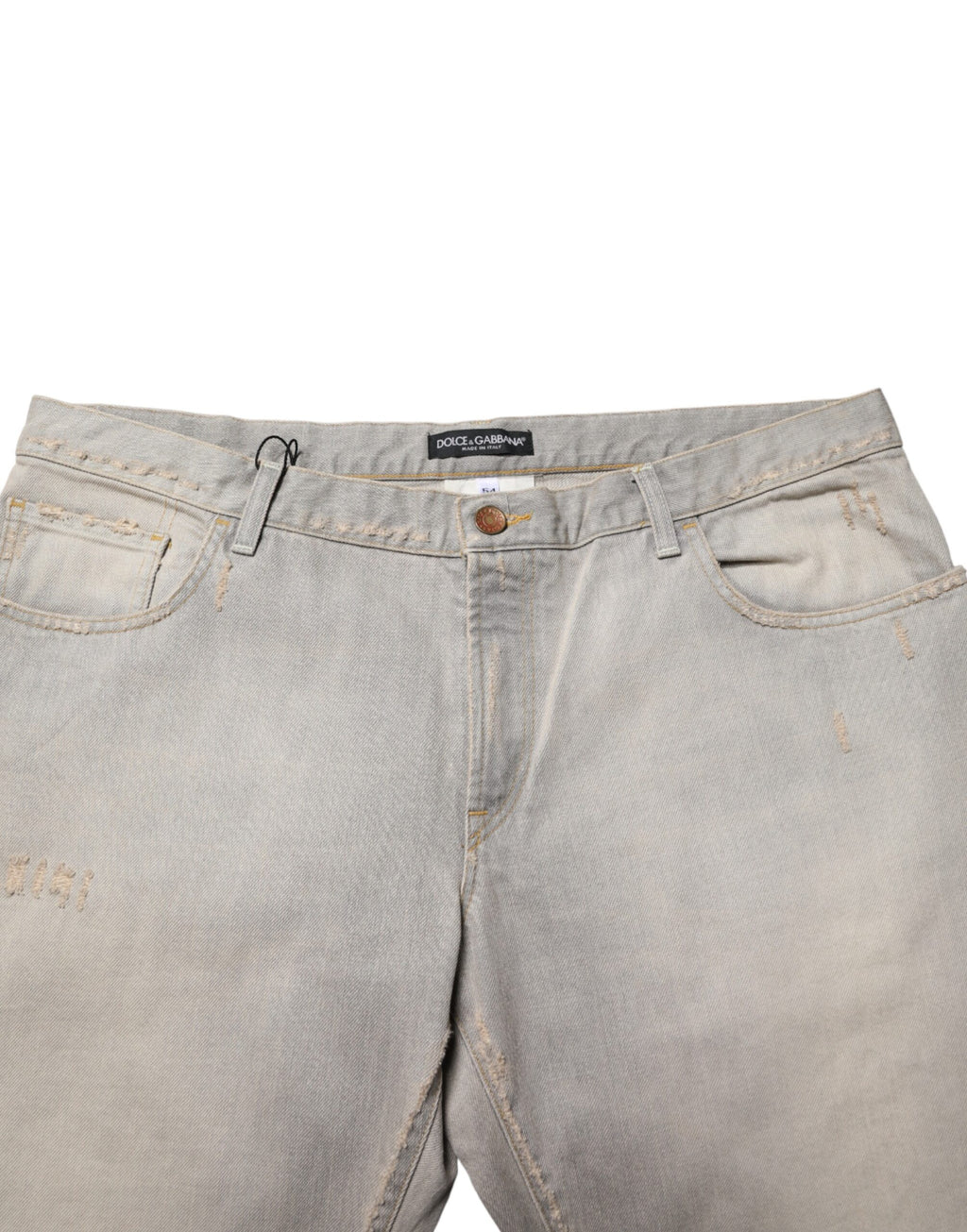 Pantalon en denim droit en coton gris clair de Dolce & Gabbana, style classique et coupe élégante.