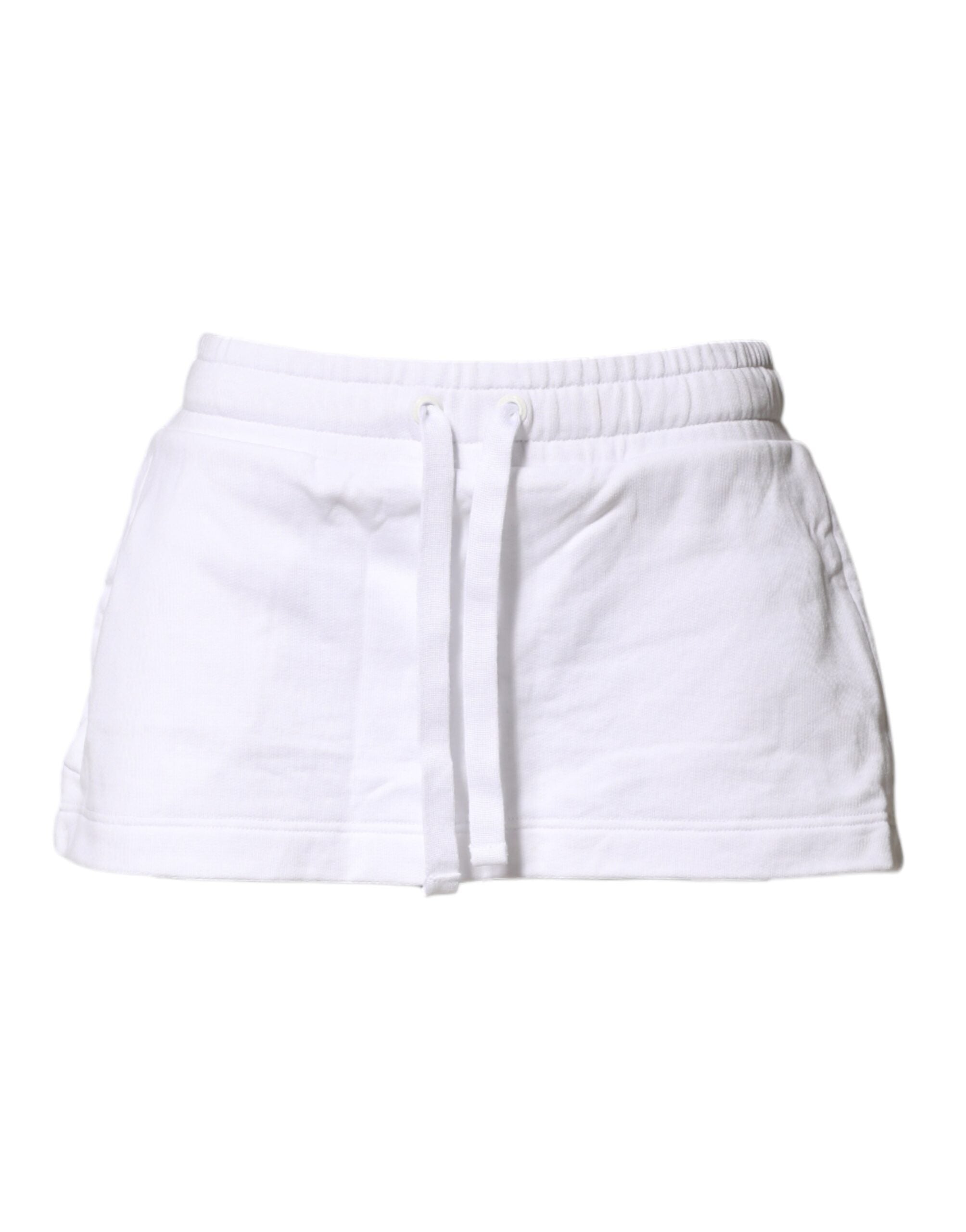 Jupe courte taille moyenne en coton mélangé blanc de Dolce & Gabbana, coupe évasée et style A-line.