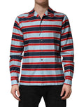 Chemise pour homme à rayures multicolores en coton de Dolce & Gabbana, boutonnière classique et style élégant.