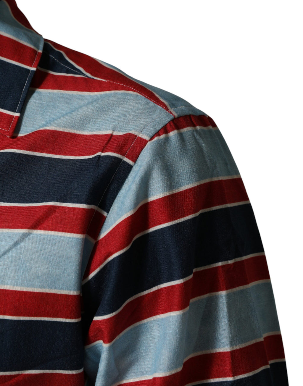 Chemise pour homme Dolce & Gabbana en coton à rayures multicolores, boutonnée, style élégant et décontracté.