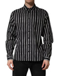 Chemise formelle pour homme Dolce & Gabbana en coton avec rayures noires, col classique et manches longues.