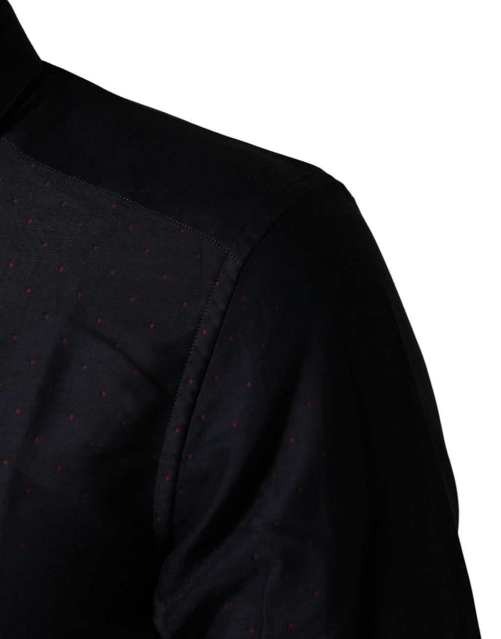 Chemise Dolce & Gabbana noire à pois en coton avec col et boutons dorés, style élégant et sophistiqué