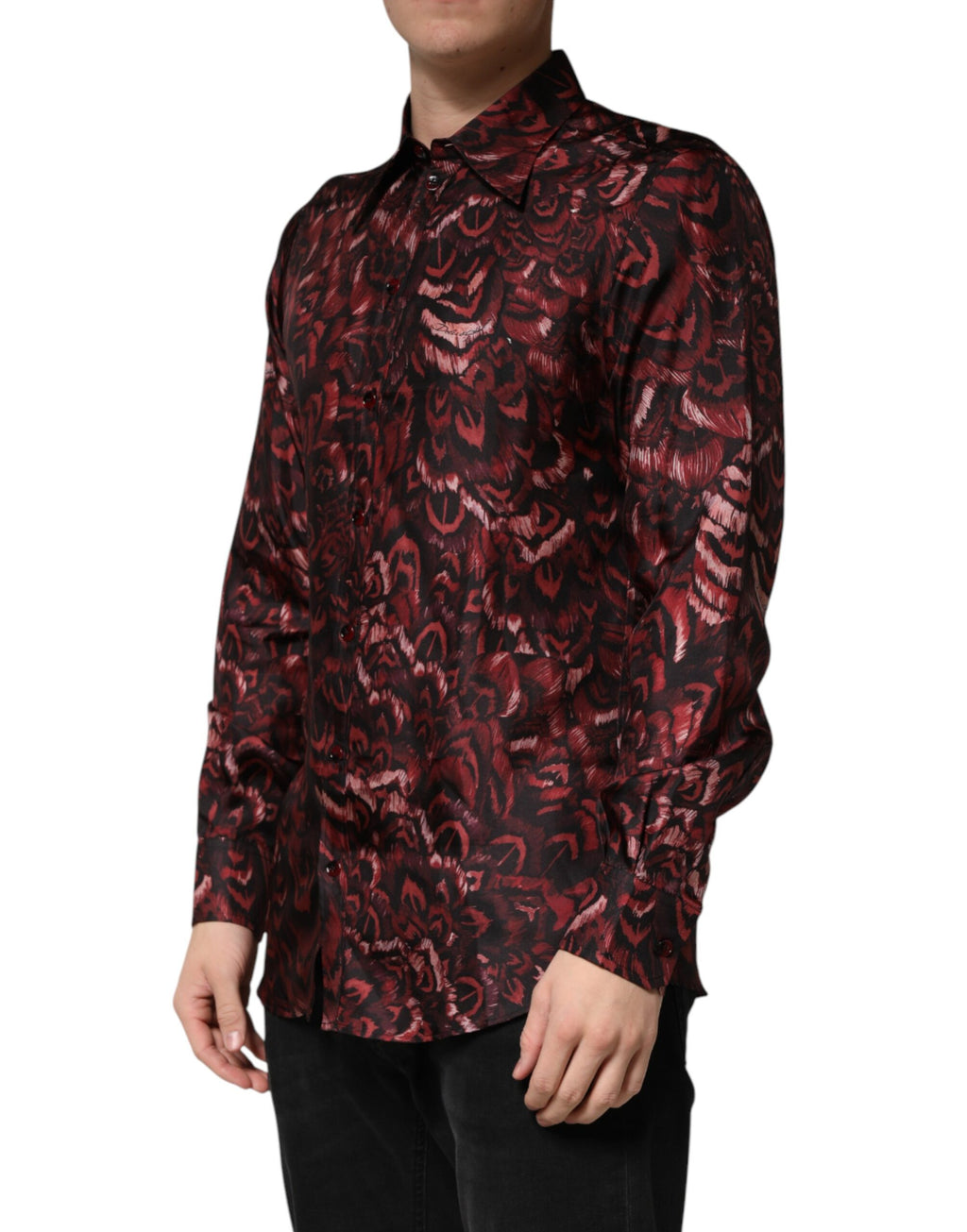 Chemise homme Dolce & Gabbana à col avec motif bordeaux, élégante chemise de ville à rayures pour homme