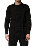 Chemise pour homme Dolce & Gabbana en coton noir avec col et boutons, vue de face.