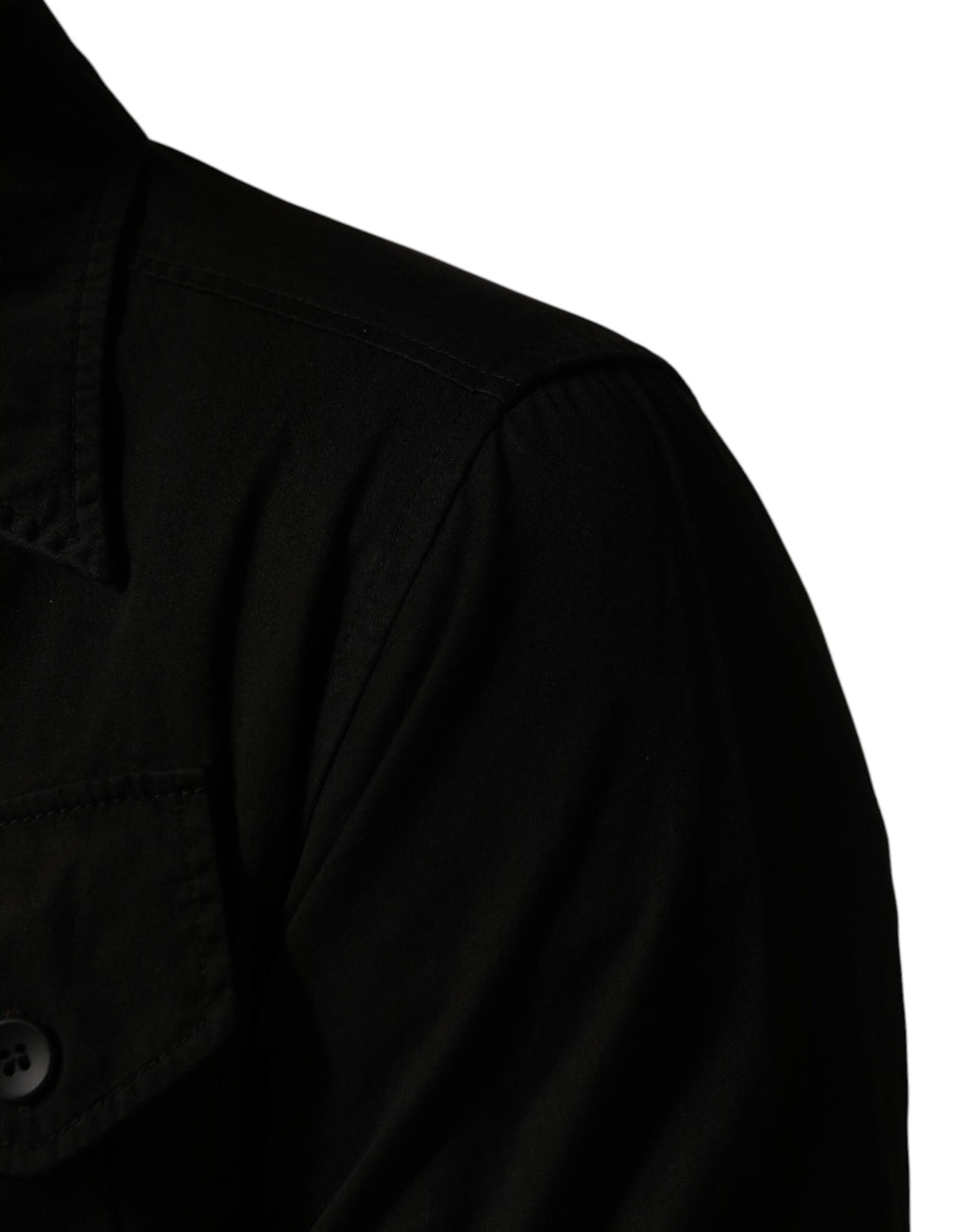 Chemise pour homme Dolce & Gabbana en coton noir avec col et boutons, vue de face.