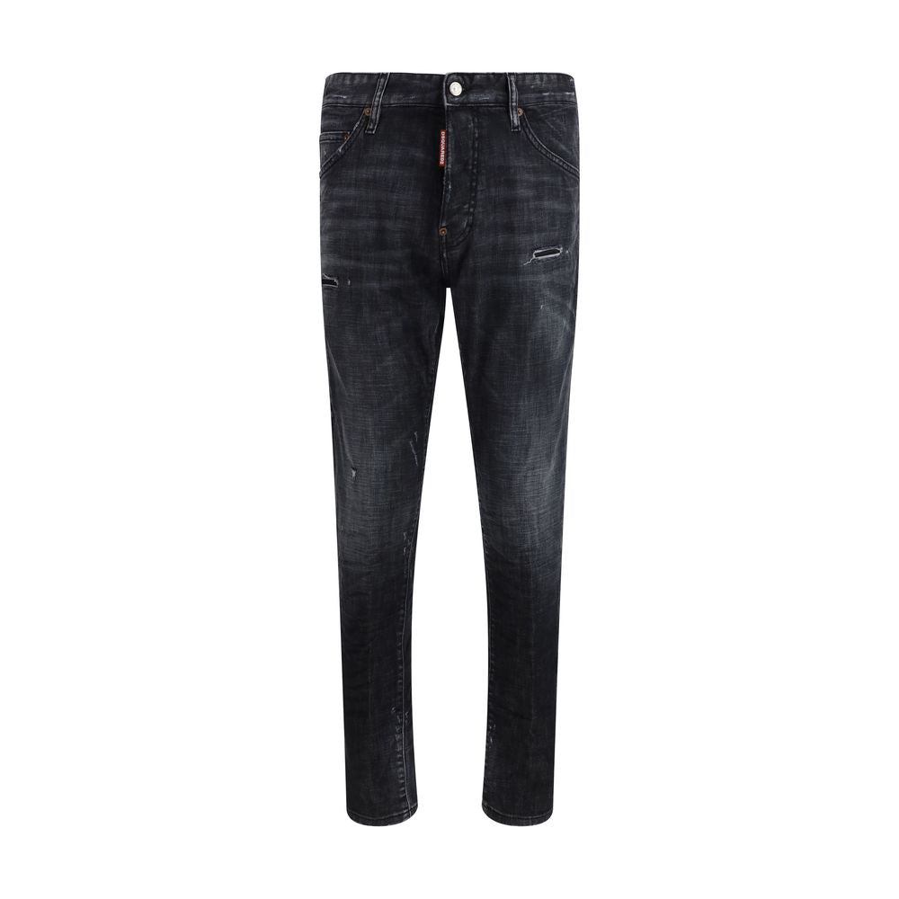 Jeans en denim noir en coton de Dsquared², coupe classique avec détails modernes, visibles sur l’image.