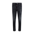 Jeans en denim noir en coton de Dsquared², coupe classique avec détails modernes, visibles sur l’image.