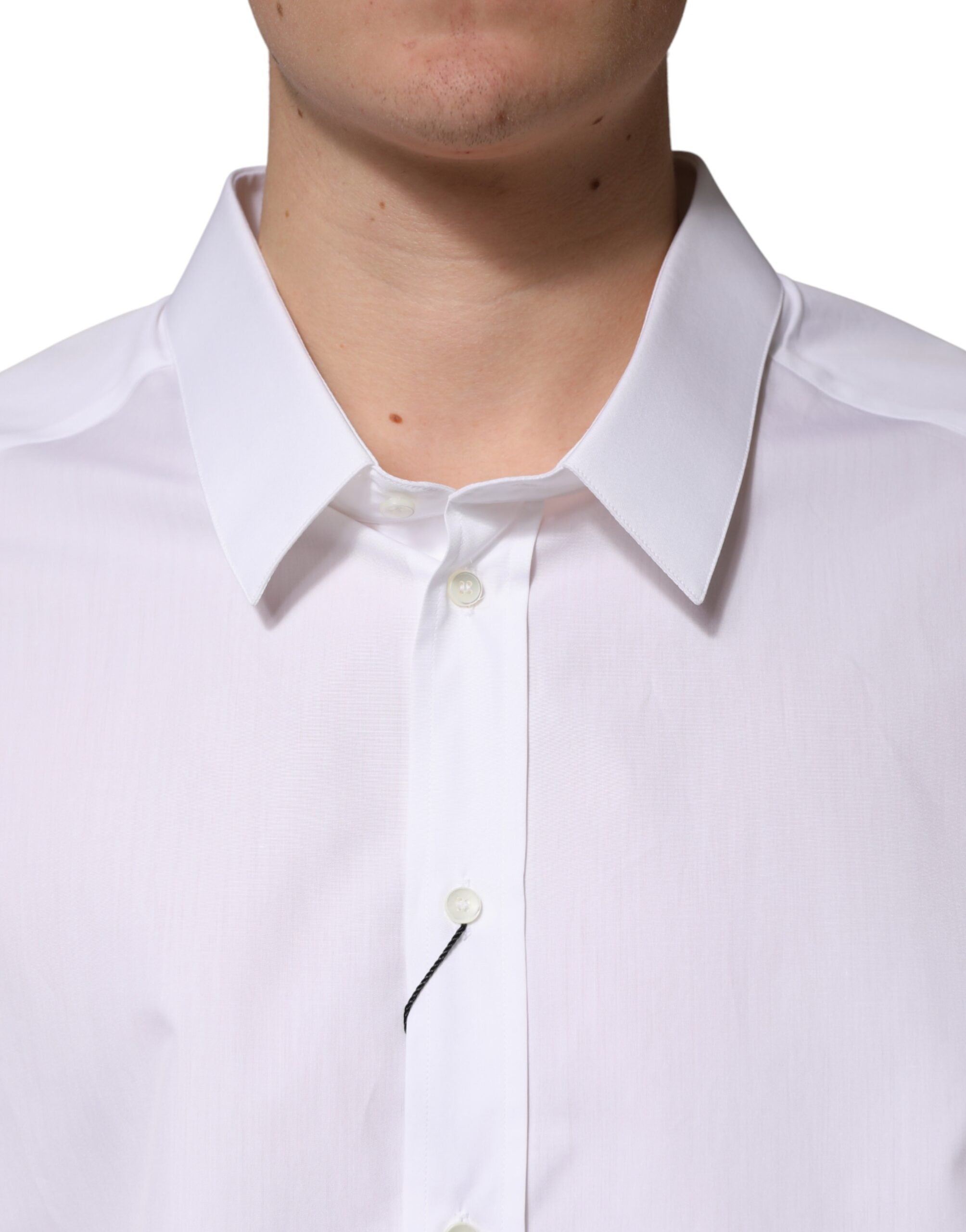 Chemise blanche Dolce & Gabbana SARTORIA en coton avec col pour homme, élégante et classique.