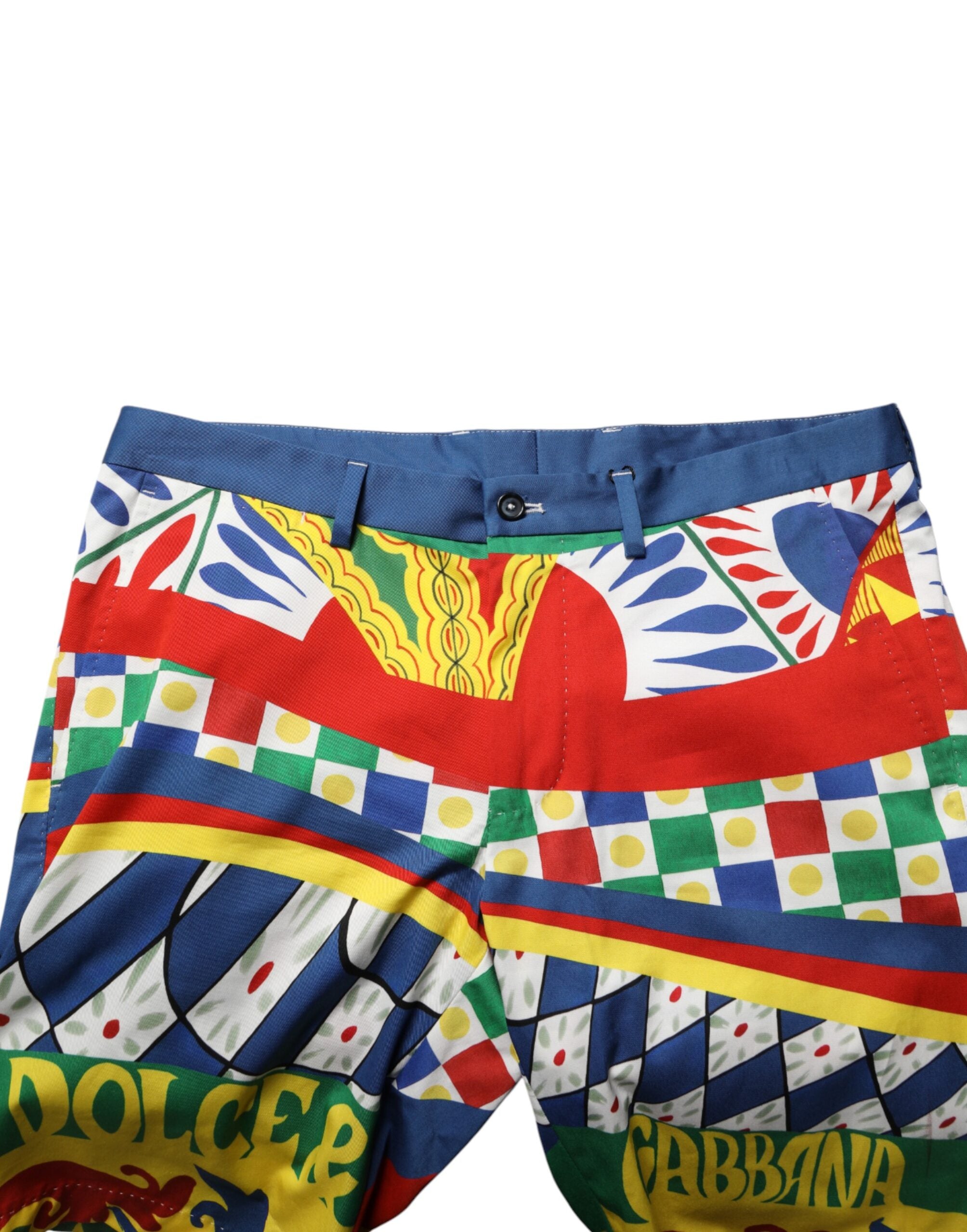 Shorts bermuda pour homme Dolce & Gabbana à imprimé multicolore Carretto, style élégant et décontracté.