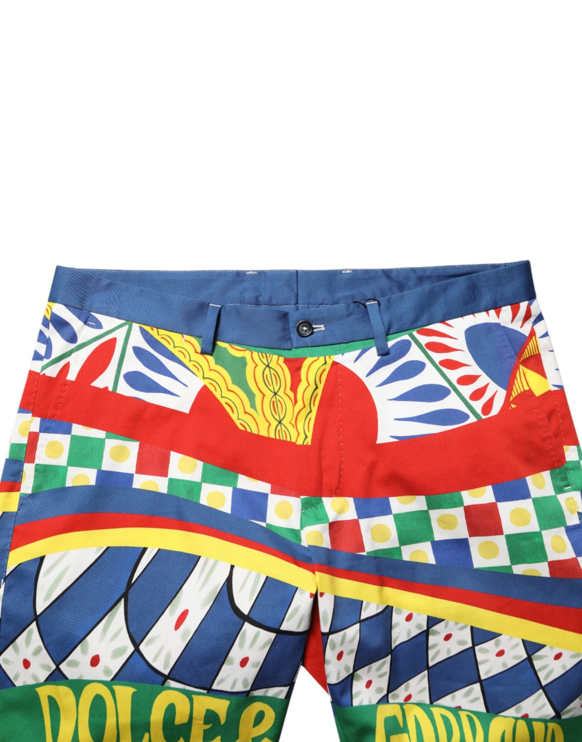 Shorts bermuda pour homme Dolce & Gabbana à motif multicolore Carretto, coton léger et style élégant.