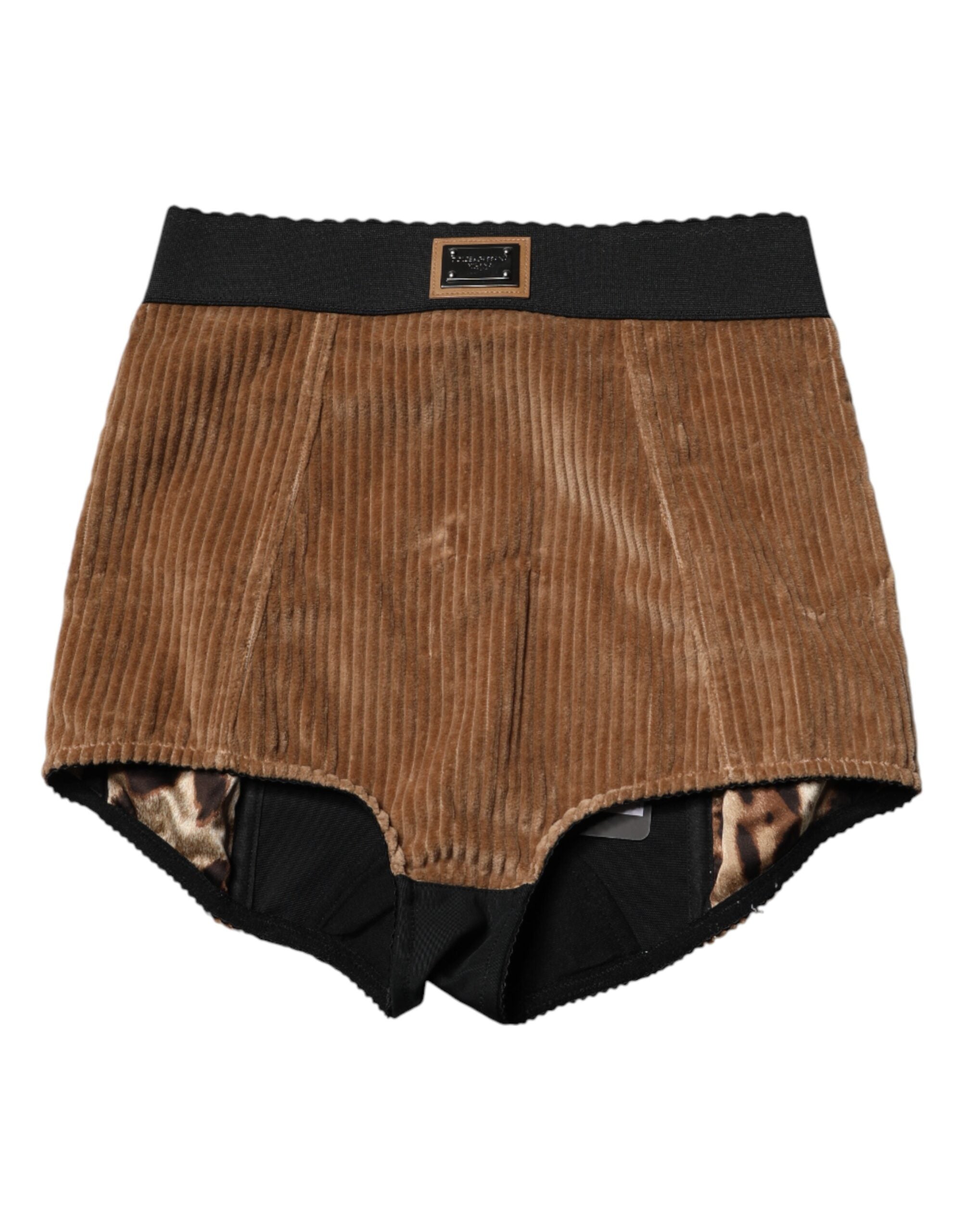 Shorts Dolce & Gabbana en coton marron taille haute, mode chic et décontractée, visibles sur cette image.