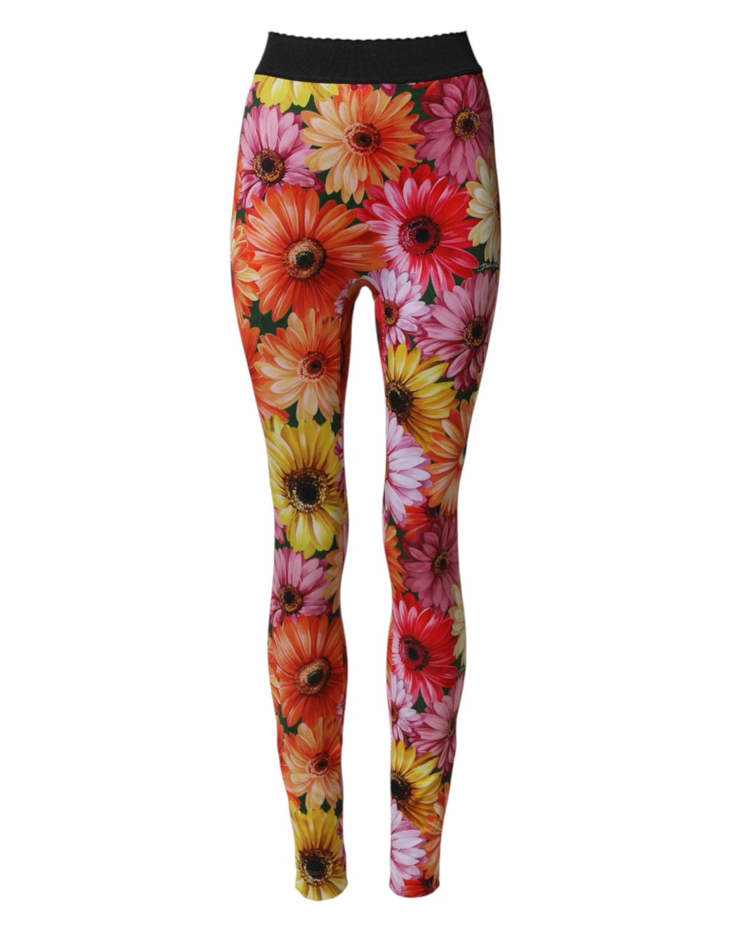 Leggings Dolce & Gabbana multicolores à fleurs, stretch à taille élastique, pantalon élégant et confortable.