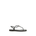 Sandales plates en cuir de veau noir Giuseppe Zanotti Bos Taurus, visibles avec leur design élégant et confort.