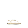 Sandales plates en cuir de veau doré Giuseppe Zanotti Bos Taurus, style élégant et confortable pour femmes.