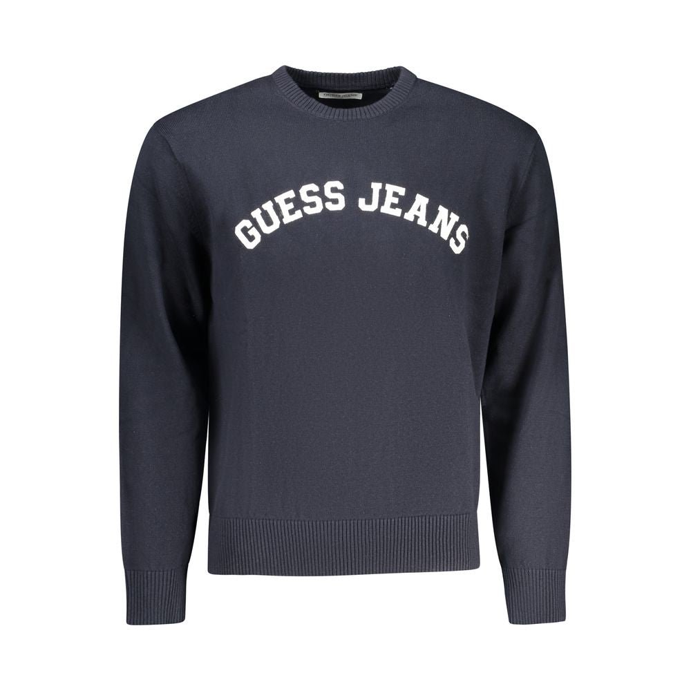 Pull en coton bleu pour homme de la marque Guess Jeans, doux et confortable, avec un style décontracté.