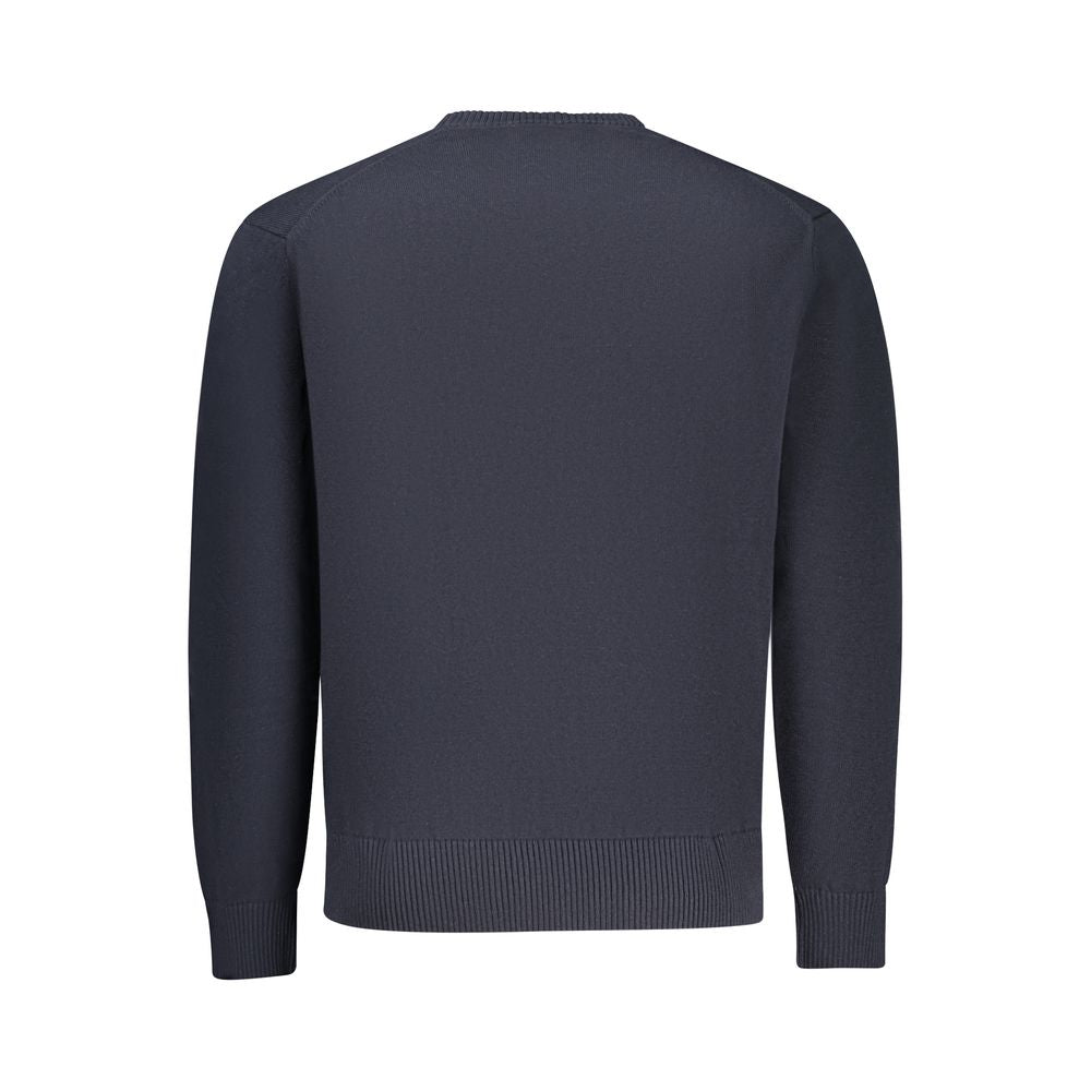 Pull en coton bleu pour homme de Guess Jeans, sweat-shirt classique avec col rond et logo brodé, porté par un modèle.