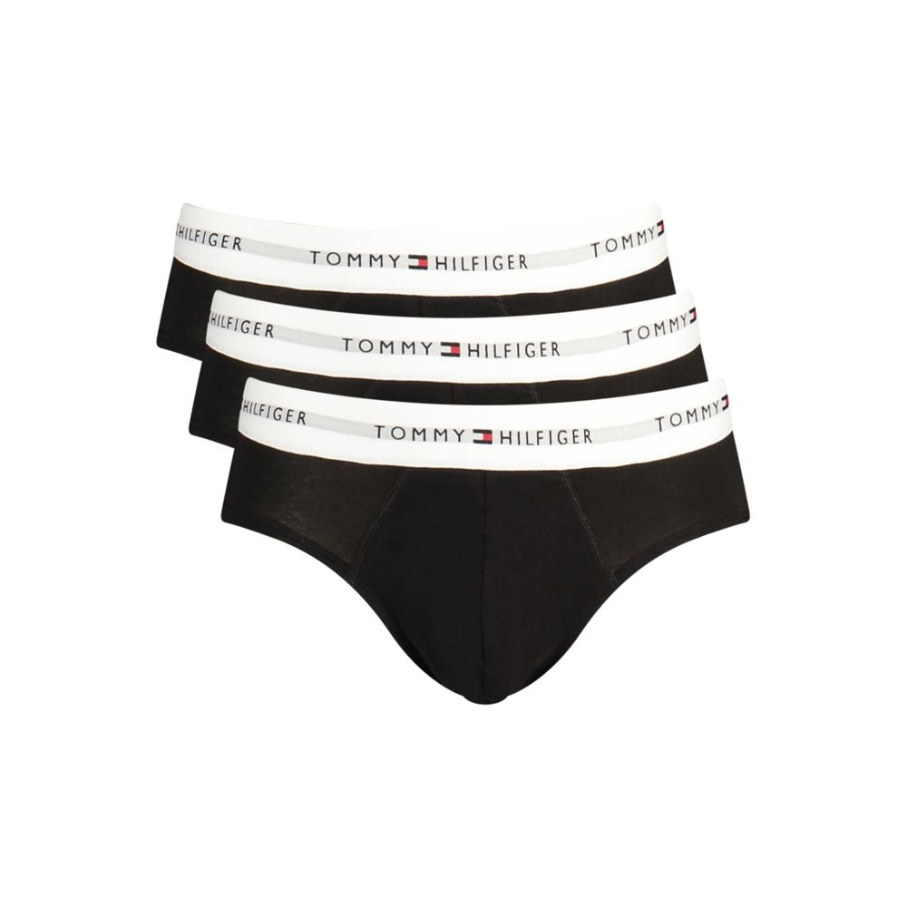 Culotte pour homme Tommy Hilfiger en coton noir, modèle brief, avec logo Tommy Hilfiger visible.