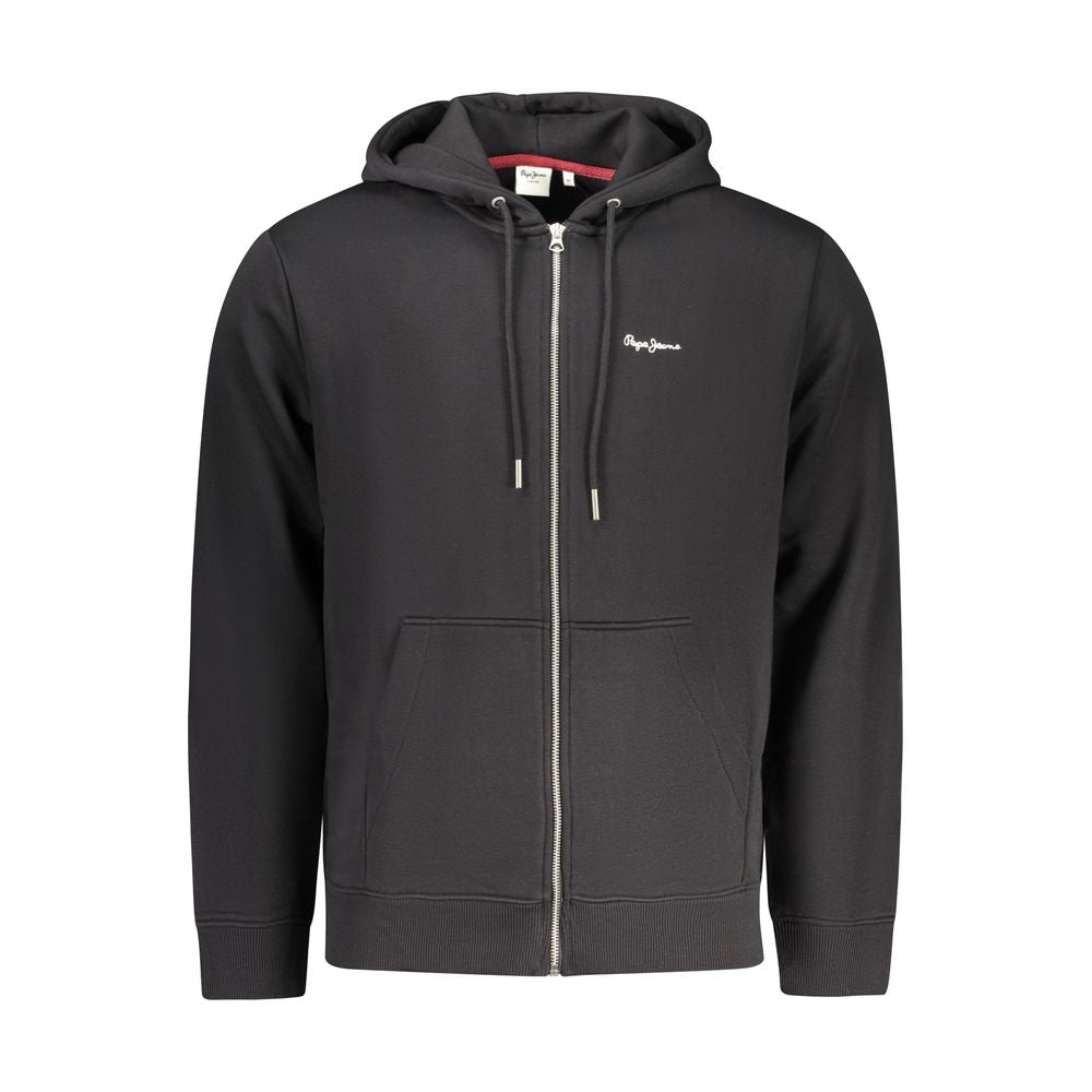 Sweat-shirt noir en coton pour homme de la marque Pepe Jeans, vue de face, avec col rond et manches longues.