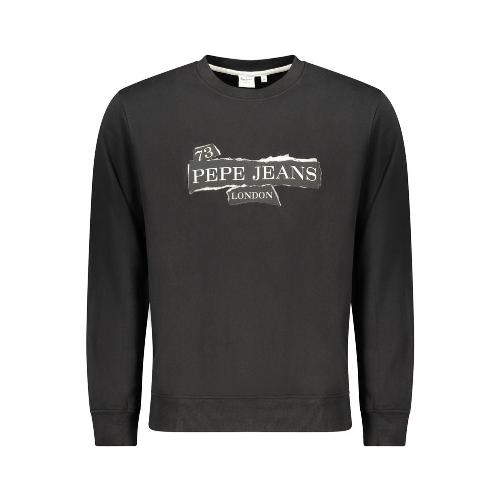 Sweatshirt en coton noir pour homme de la marque Pepe Jeans, coupe classique et tissu doux, visible en gros plan.
