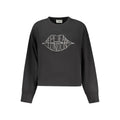 Sweat-shirt pour femmes en coton noir de Pepe Jeans, à col rond et manches longues, porté sur un mannequin.