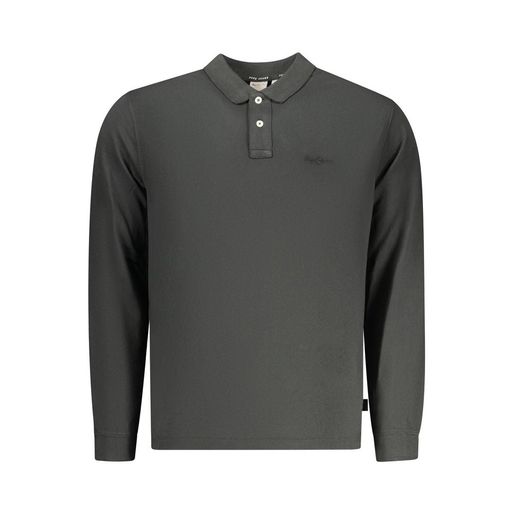 Chemise polo pour homme en coton noir de la marque Pepe Jeans, avec col classique et design simple.