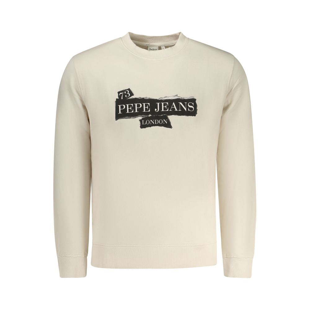 Sweat-shirt beige en coton pour homme de la marque Pepe Jeans, avec col rond et design décontracté.