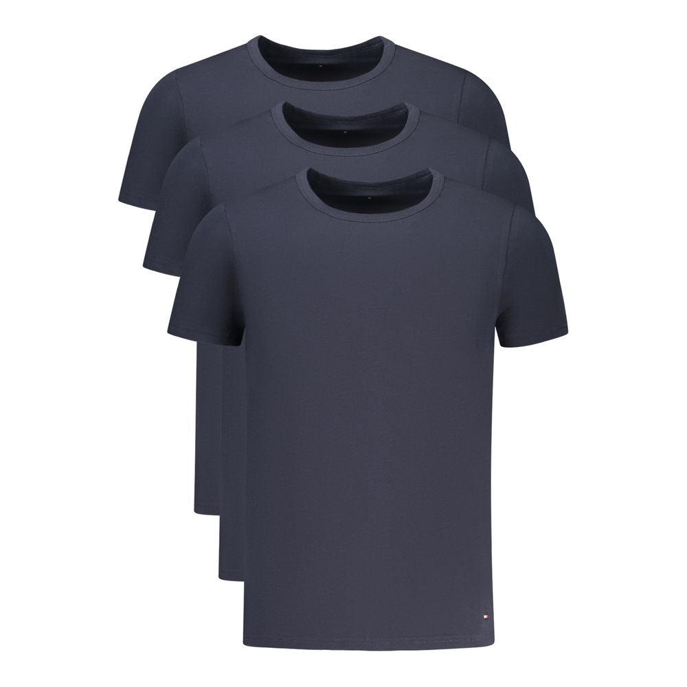 T-shirt homme en coton bleu Tommy Hilfiger, style classique avec logo sur la poitrine, parfait pour un look décontracté.