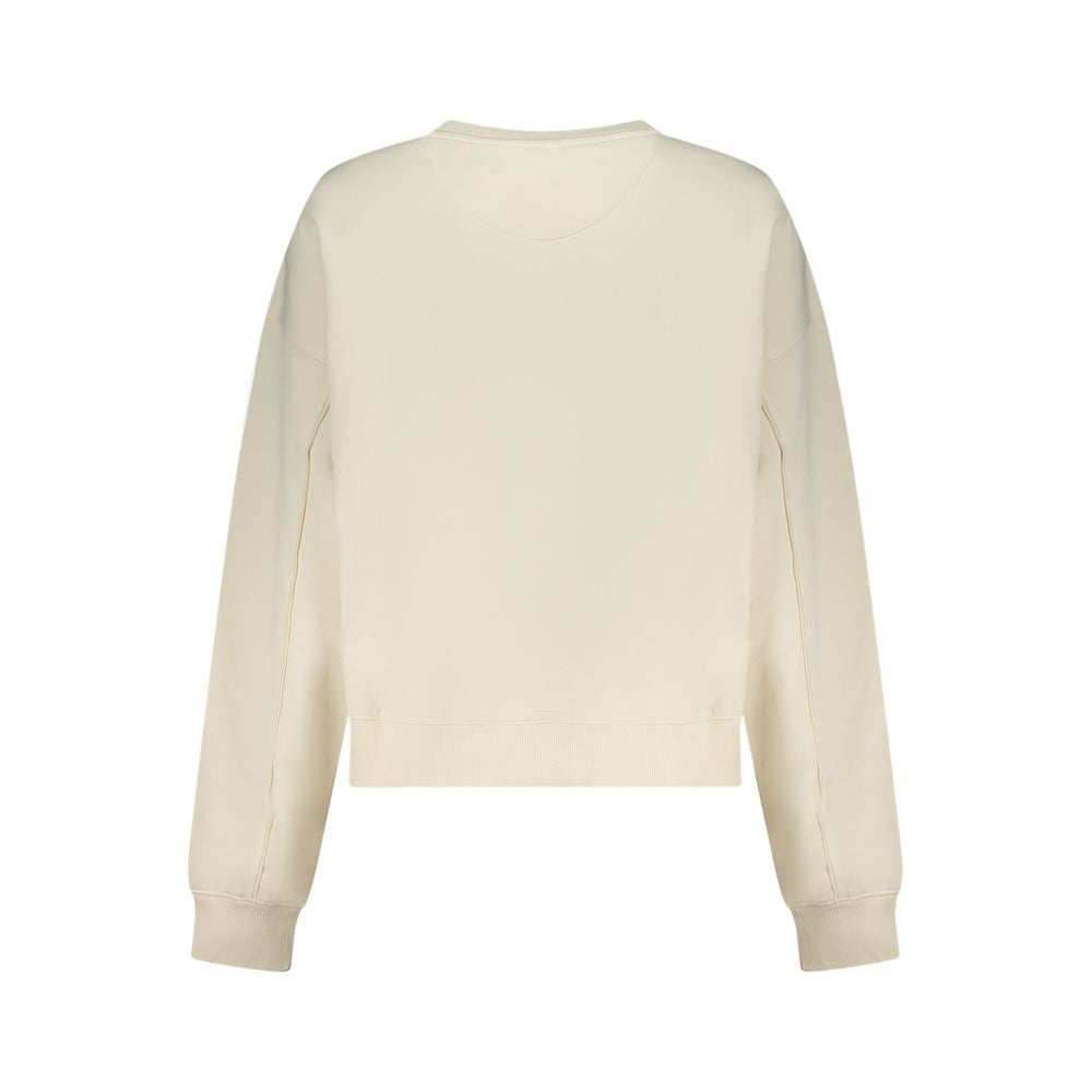 Sweat-shirt blanc en coton pour femmes de la marque Guess Jeans, vue de face, avec col rond et manches longues.